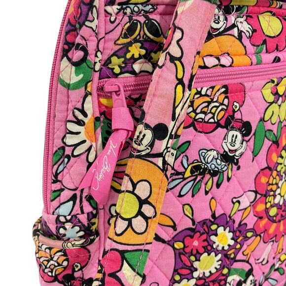 Disney Vera Bradley Mousing Around Mickey Minnie Flap Backpack Pink Floral - Picture 6 of 15